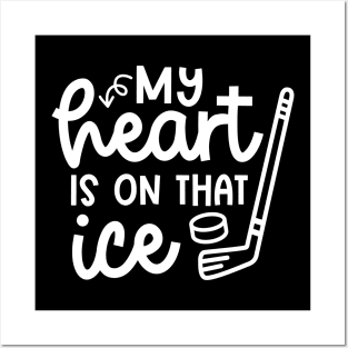 My Heart Is On That Ice Hockey Mom Day Cute Funny Posters and Art